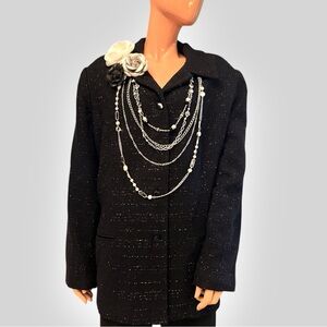 SAG HARBOR Sparkle Tweed Blazer Plus Size metallic